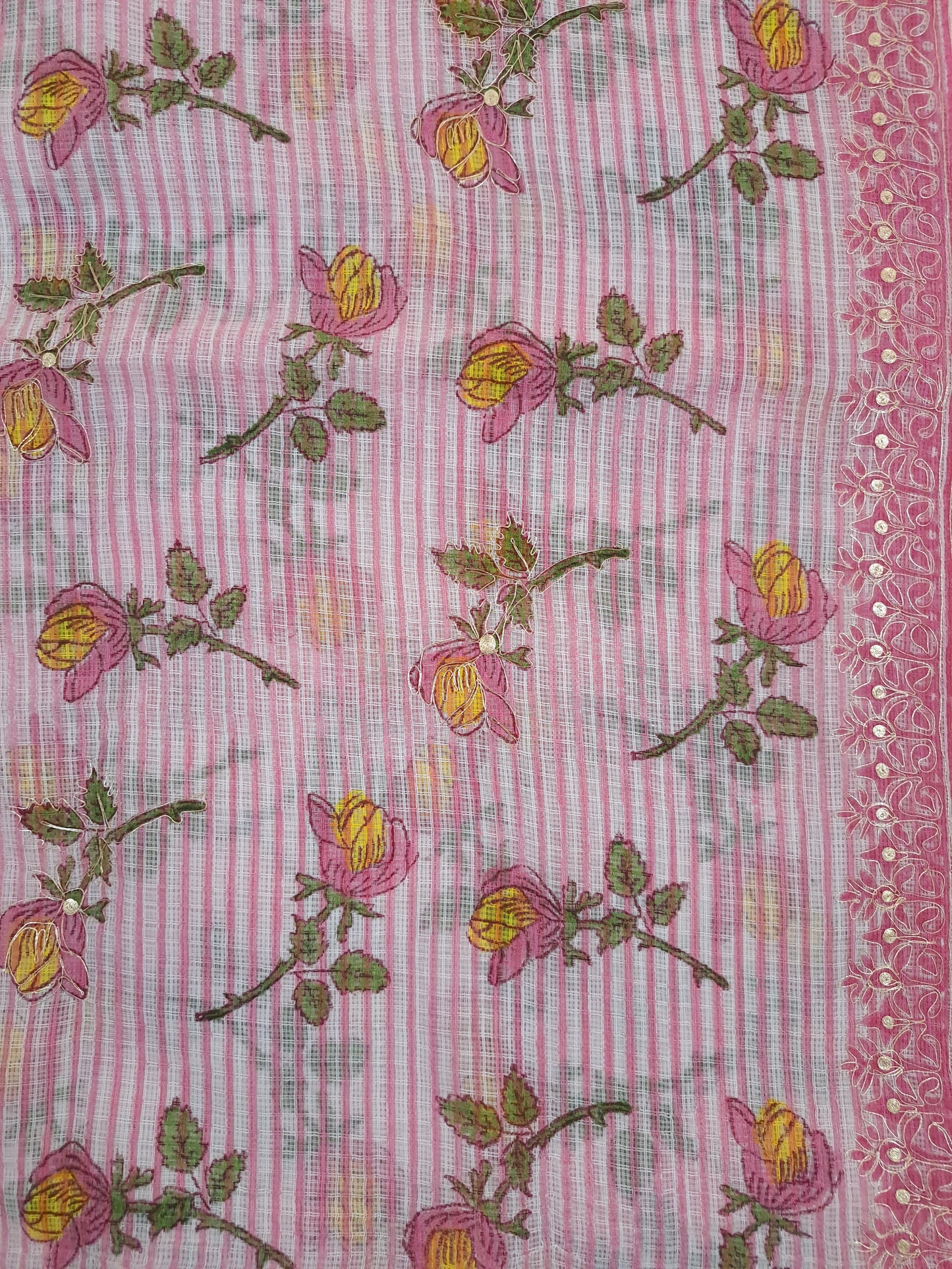 Kota-Doria with Kota-Doria Dupatta Taar Embroidery