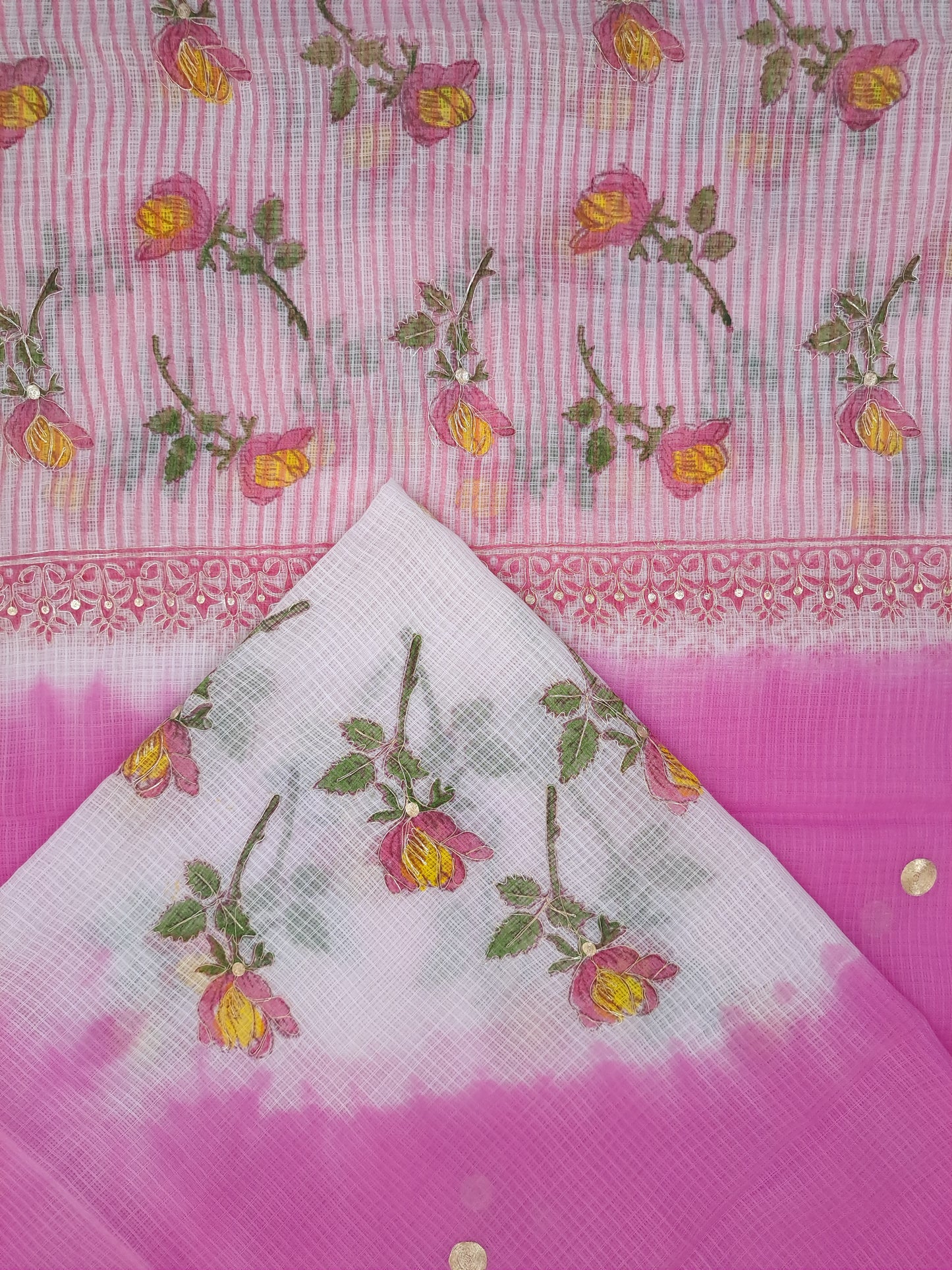 Kota-Doria with Kota-Doria Dupatta Taar Embroidery