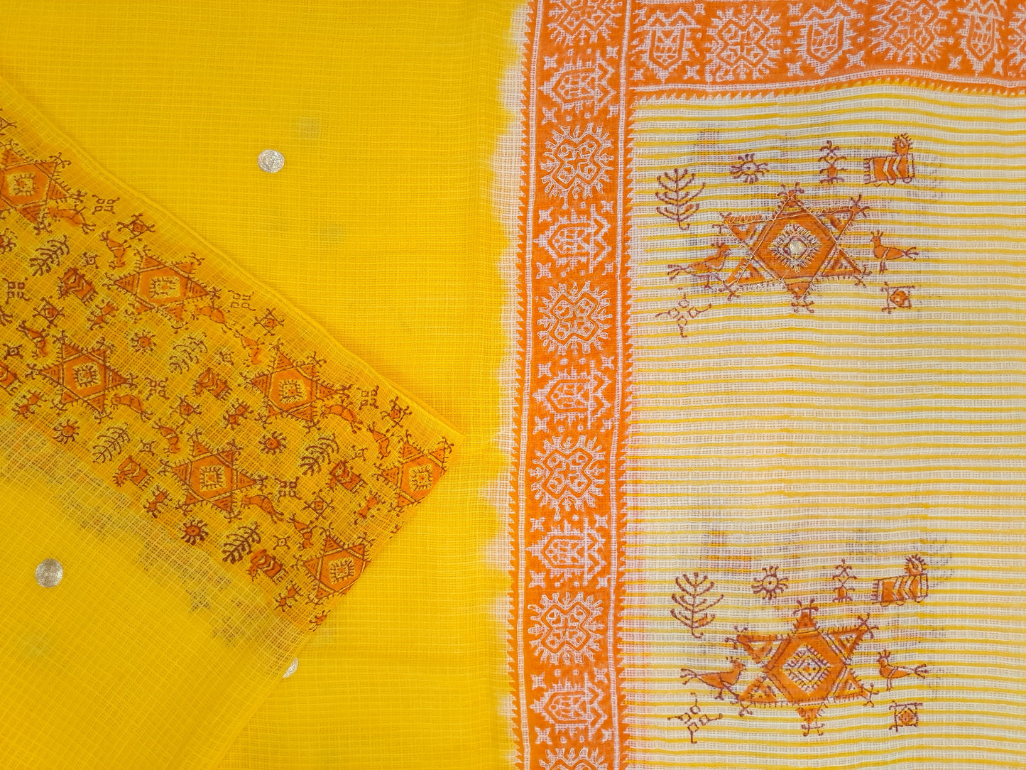 Kota-Doria with Kota-Doria Dupatta Taar Embroidery
