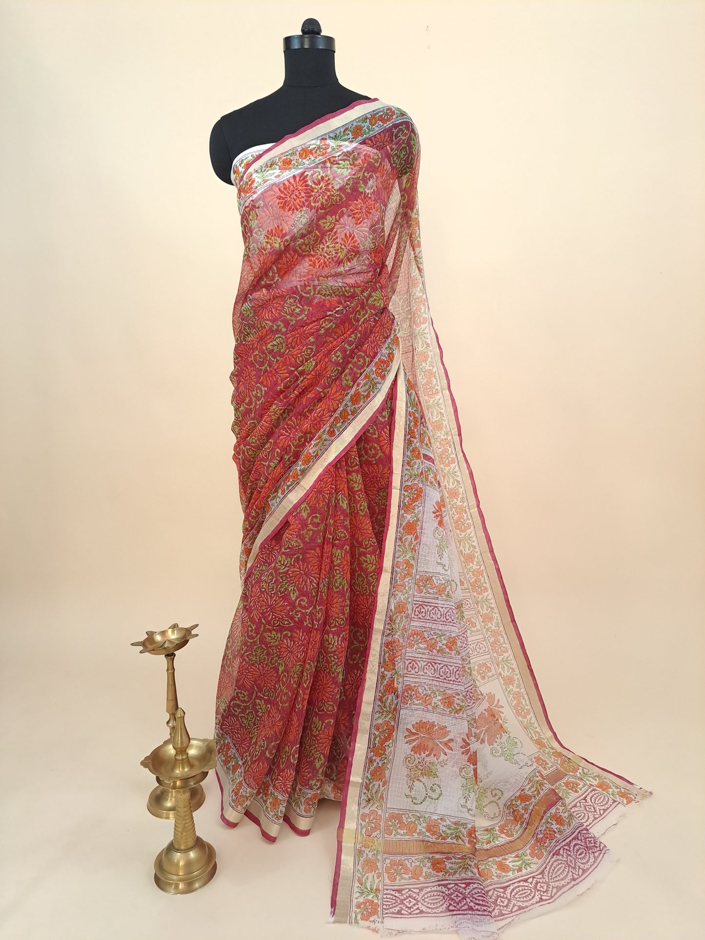 Kota-doria sari with zari border