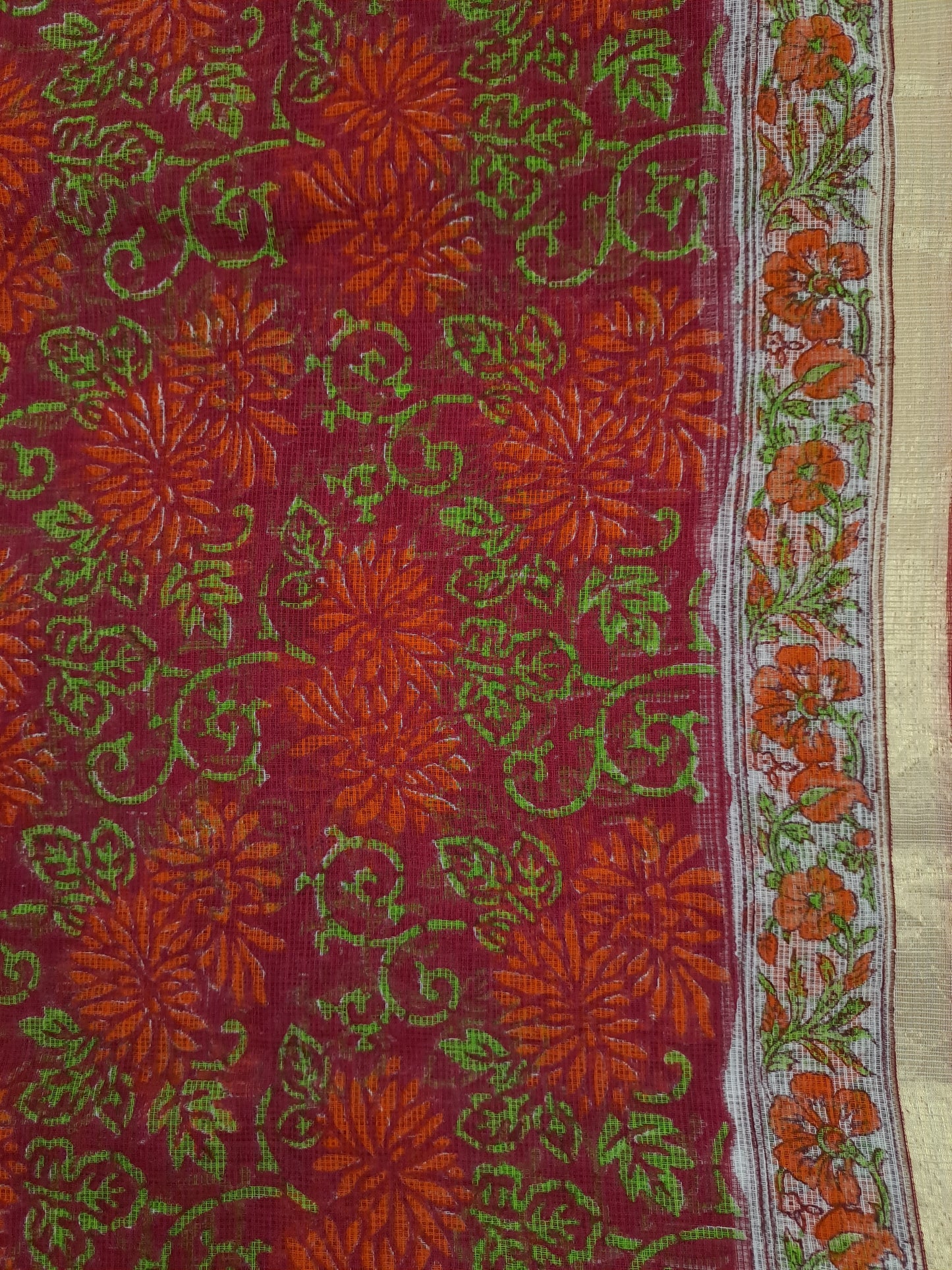 Kota-doria sari with zari border
