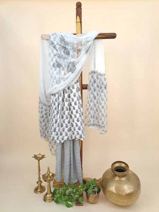 Cotton with Semi-Chiffon Dupatta