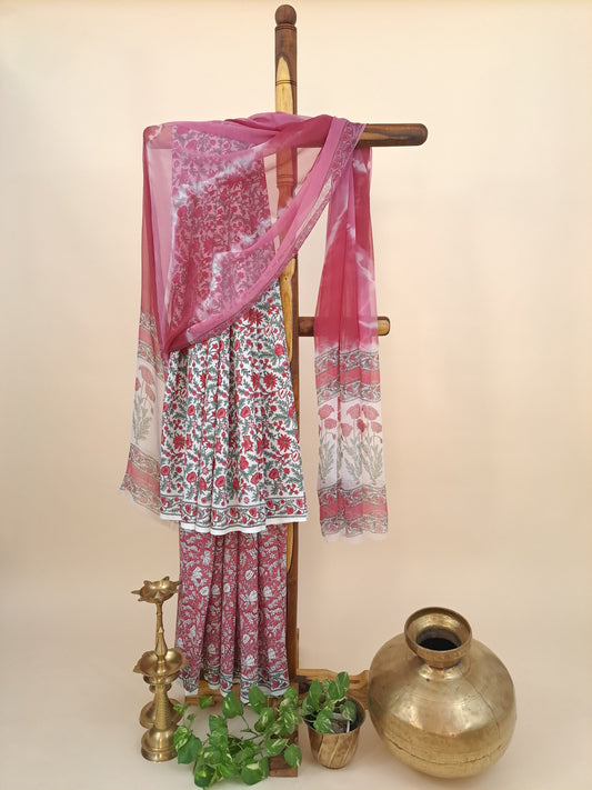 Cotton with Semi-Chiffon Dupatta
