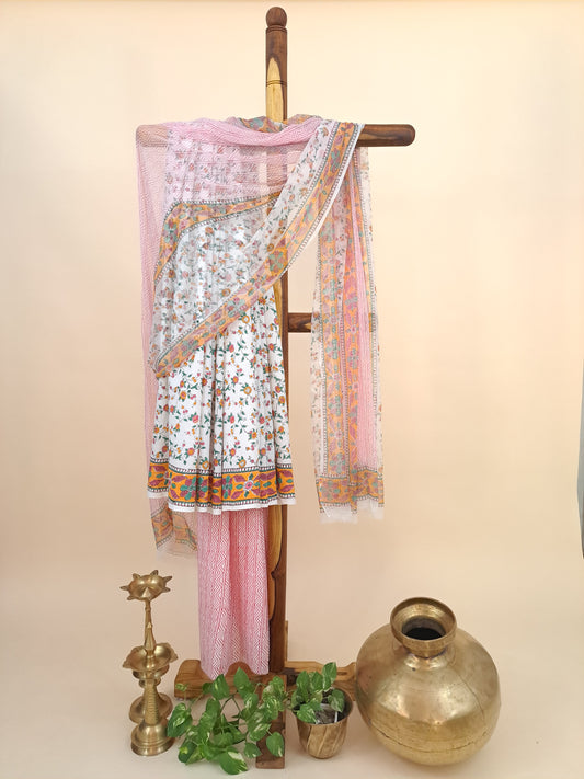 Cotton with Semi-Chiffon Dupatta