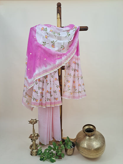 Chanderi with Chanderi Dupatta with Taar Embroidery