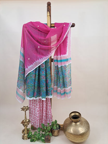 Kota-Doria with Kota-Doria Dupatta Taar Embroidery