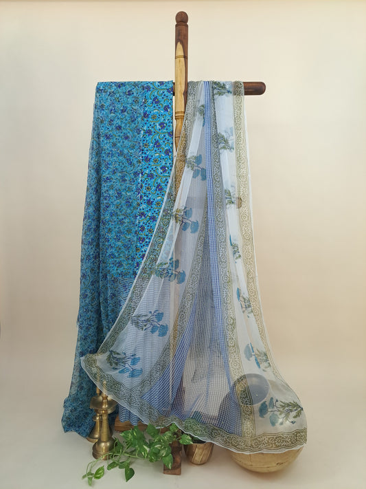 4 Piece Semi-Chiffon with Mukaish