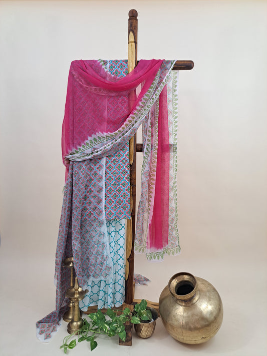 4 Piece Semi-Chiffon with Mukaish