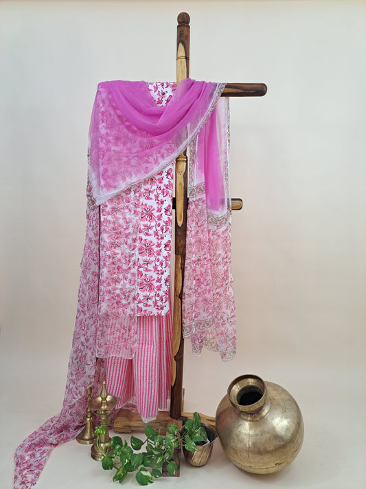 4 Piece Semi-Chiffon with Mukaish