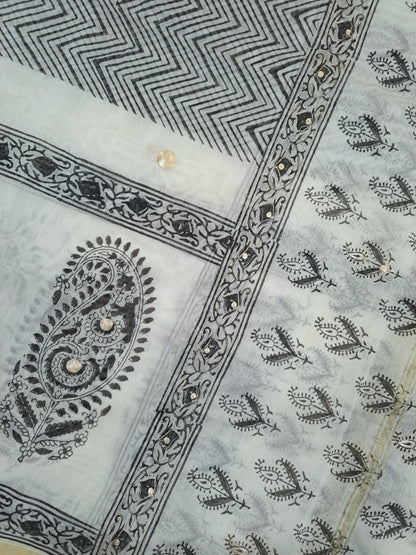 Chanderi with Chanderi Dupatta with Taar Embroidery