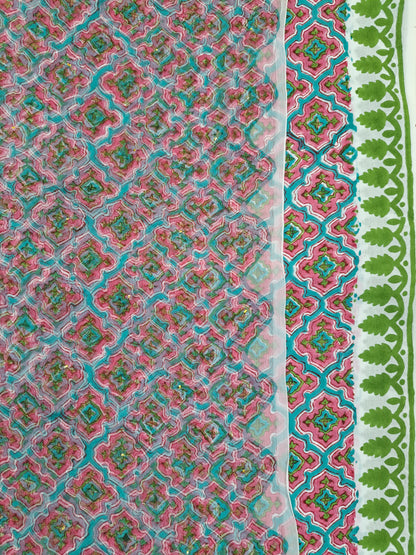 4 Piece Semi-Chiffon with Mukaish
