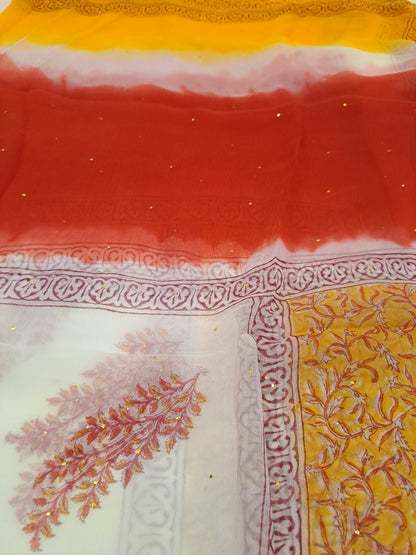 4 Piece Semi-Chiffon with Mukaish