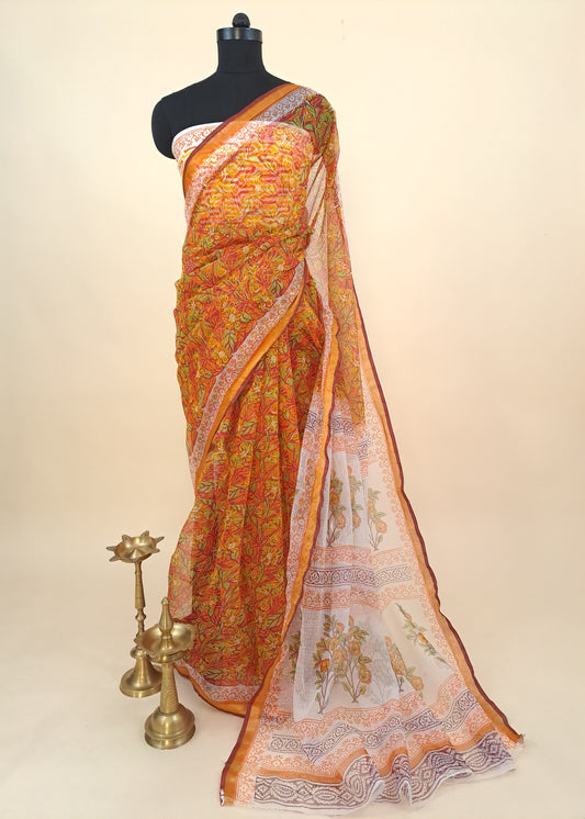 Kota-doria sari with zari border